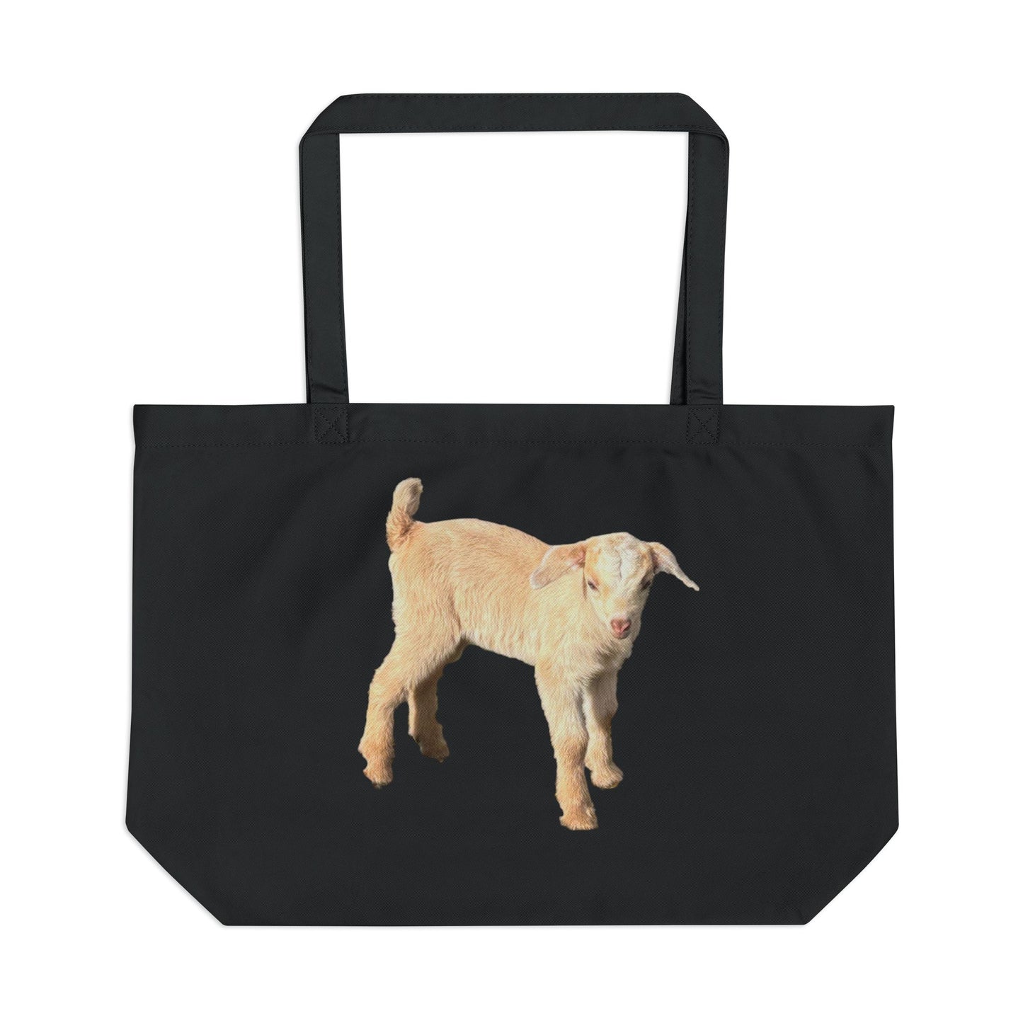 Goat Life Tote Bag — Large Eco Canvas Market Tote with Cute Baby Goat Design