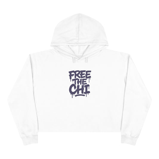 "Free The Chi" Crop Hoodie with Back Kanji Accent